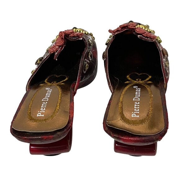 Pierre Dumas Marie Mule 8.5 Red Eastern Asian Exotic Theater Cosplay Embellished - Picture 4 of 10